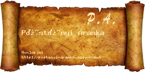 Pöstényi Aranka névjegykártya